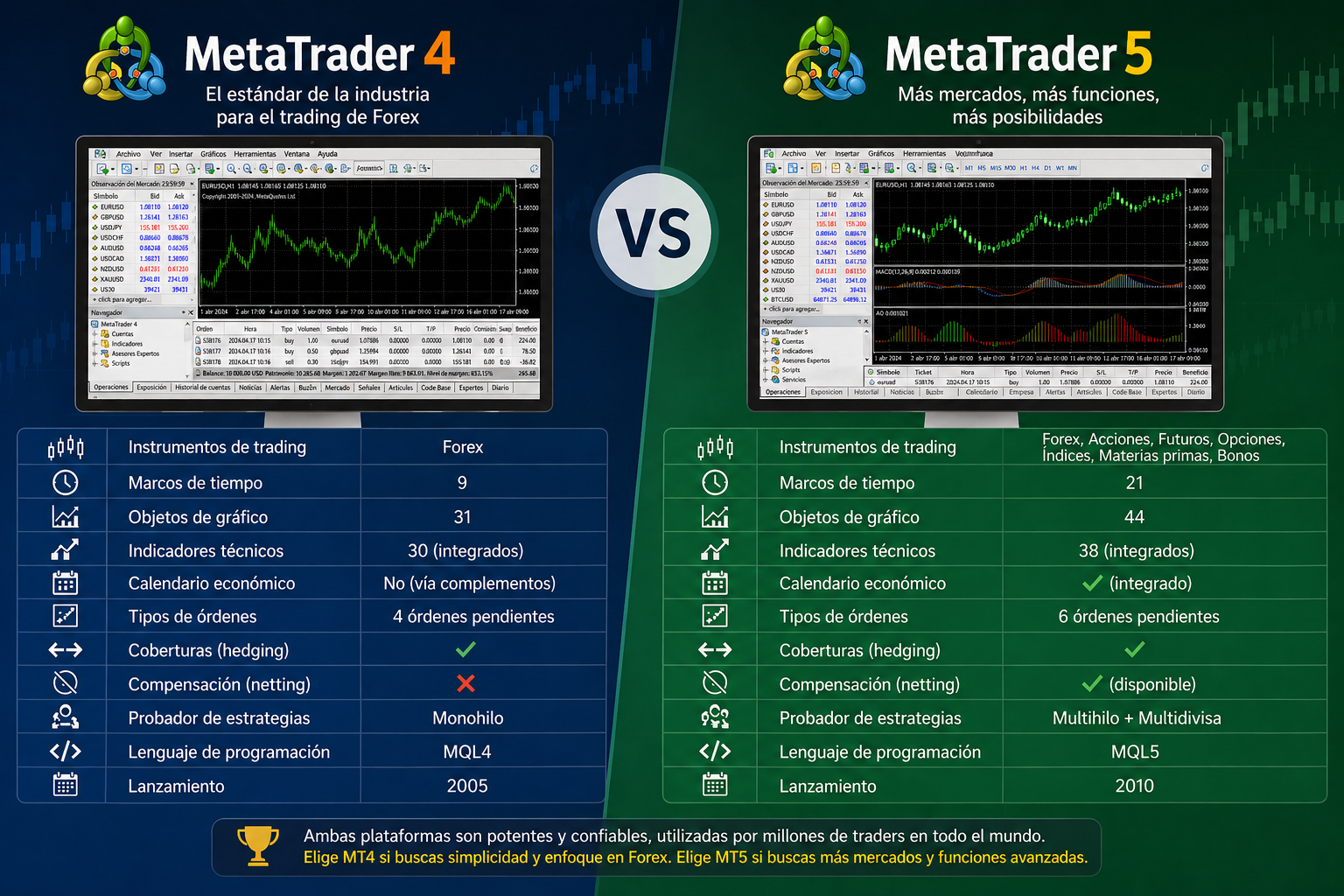 metatrader 4 vs metatrader 5 comparativa y diferencias
