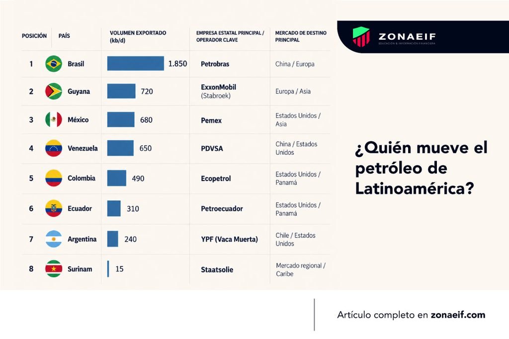 Exportadores de petróleo de América Latina en 2026 Principales exportadores de petróleo de América Latina en 2026