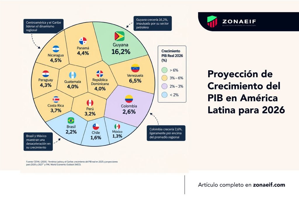 Proyección de crecimiento del PIB en América Latina para 2026